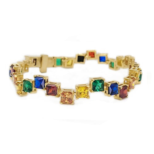 Milky way tennis bracelet (18k gold plated with rainbow stones)